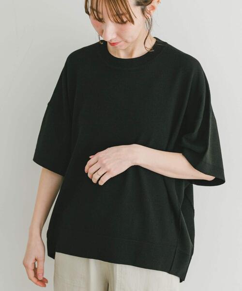 「ITEMS URBANRESEARCH」 半袖ニット FREE チャコールグレー レディース_画像7