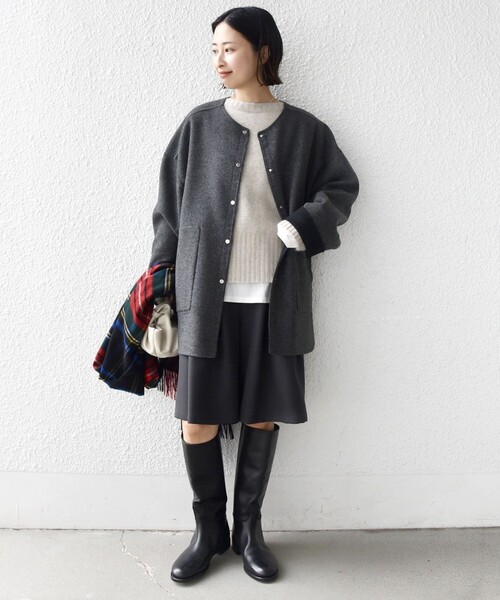 【美品】SHIPS ショートウールコート ジャケット ノーカラーコート SHIPS Colors（シップスカラーズ） ノーカラーコート コート SHIPS