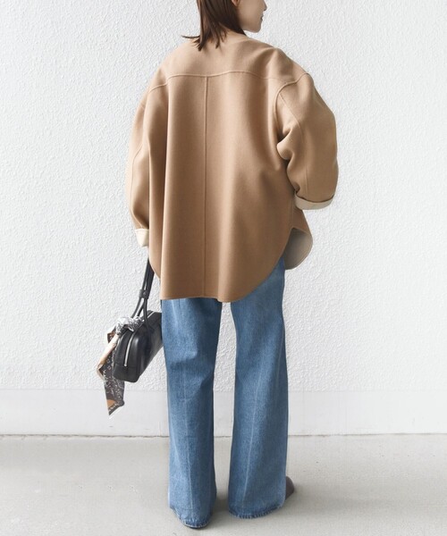 【美品】SHIPS ショートウールコート ジャケット ノーカラーコート SHIPS any（シップス エニィ）の「SHIPS any: ノンミュールジング