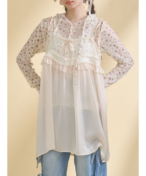 merry jenny（メリージェニー） サテンリボンキャミチュニック