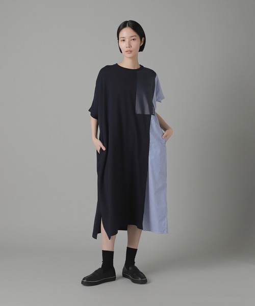 「ZUCCa」 半袖ワンピース M size ネイビー レディースの画像