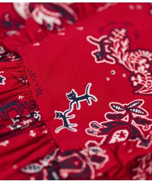「PETIT BATEAU」 「KIDS」半袖ワンピース 110cm レッド キッズ_画像4