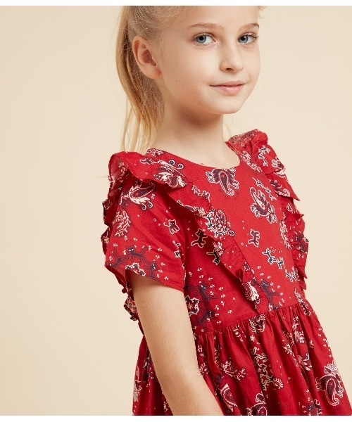 「PETIT BATEAU」 「KIDS」半袖ワンピース 110cm レッド キッズ_画像6