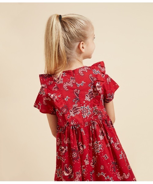 「PETIT BATEAU」 「KIDS」半袖ワンピース 110cm レッド キッズ_画像7