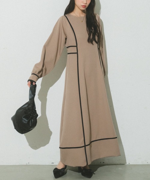 「VANNIE U」 長袖ワンピース FREE ベージュ レディース_画像4