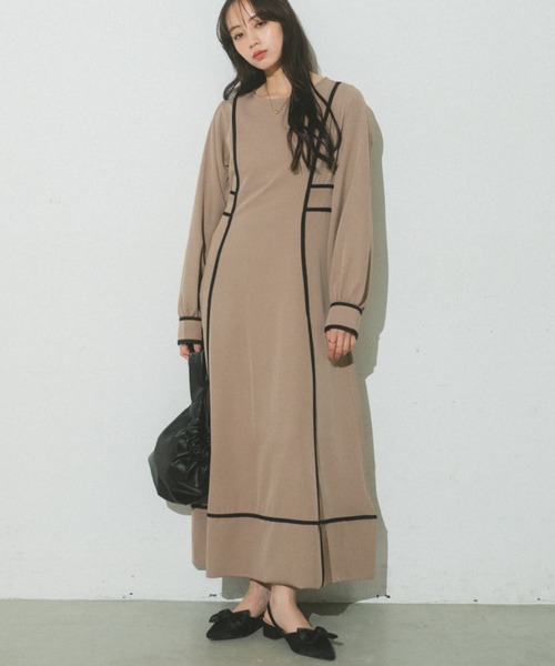 「VANNIE U」 長袖ワンピース FREE ベージュ レディース_画像6