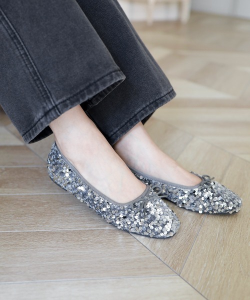 「SESTO」 フラットパンプス 22.5cm シルバー レディース_画像8