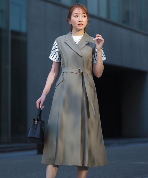 ジレワンピース AZUL BY MOUSSY | オープンカラージレワンピース (ワンピース(ロング