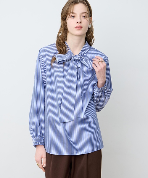 【美品】HOLIDAY ストライプ　フラワー　ブラウス LE SOUK HOLIDAY（ルスークホリデー） ブラウス シャツ ストライプ