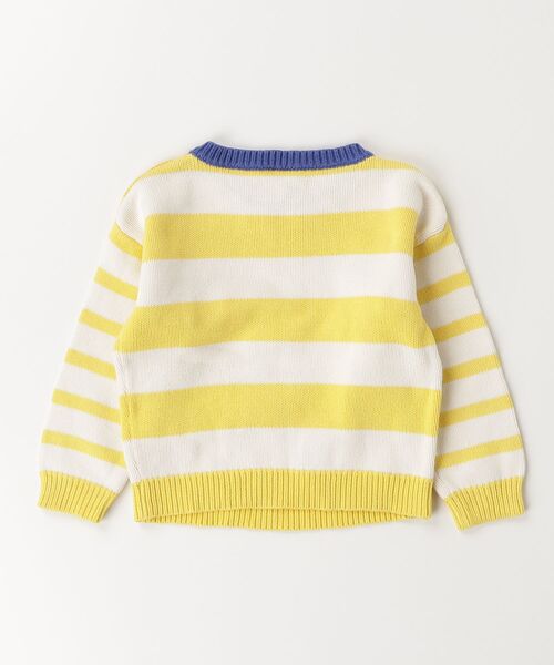 「BONTON」 「KIDS」ボーダー柄長袖ニット 6 イエロー キッズ_画像2