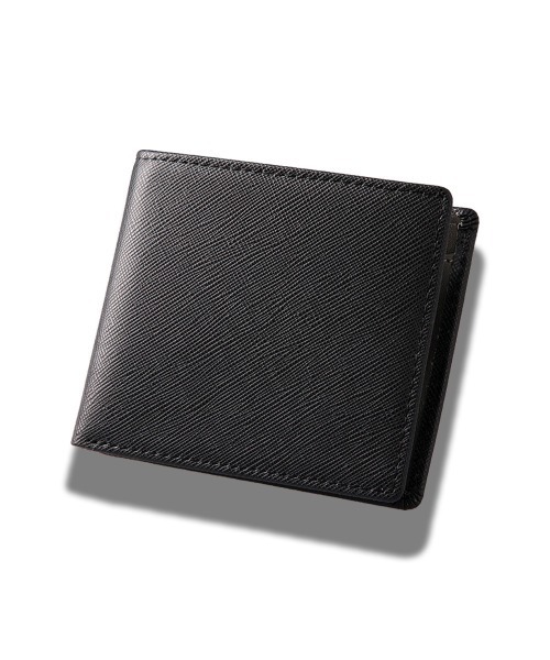 【美品】ペッレモルビダ 二つ折り財布 黒 サフィアーノザー 日本製 GAZIL 二つ折り 二つ折り財布 財布 サフィアーノレザー型押し加工二