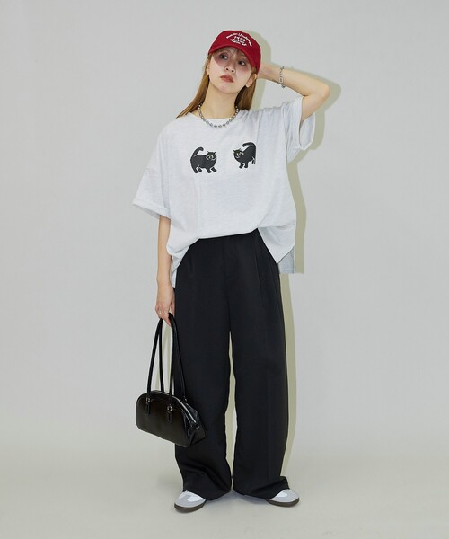 「PUBLUX」 半袖Tシャツ フリ- グレー レディース_画像9