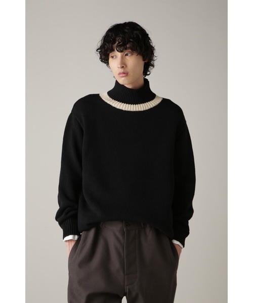 MHL. 黒 長袖ニットセーター MHL.（エムエイチエル） 長袖ニット LARGE ブラック メンズ : ZOZOTOWN