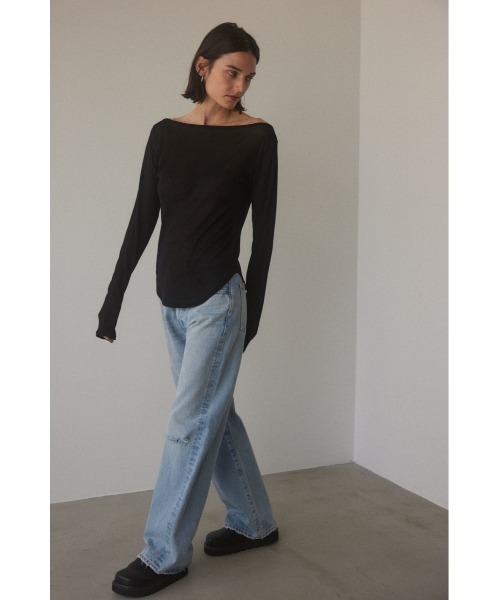 「BLACK BY MOUSSY」 長袖カットソー FREE ブルー レディース_画像2