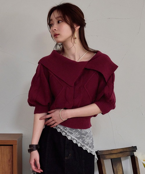 butcher products CABLE KNIT サマーニット mideal（マイディール） サマーニット ニット セーター ケーブル wide