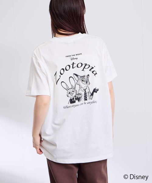 Disney（ディズニー） tシャツ キャラクター モノトーン線画プリントT