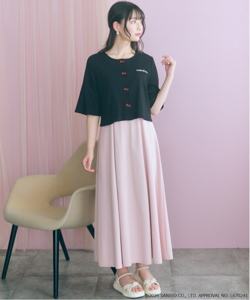 ワンピース 「大きいサイズ」「ハローキティ」Aラインフレアカットワンピース marunの画像