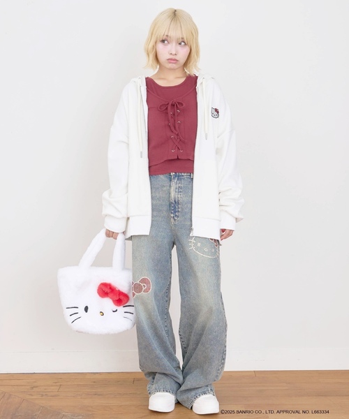 「LOVETOXIC」 「KIDS」デニムパンツ - オフホワイト キッズ_画像3