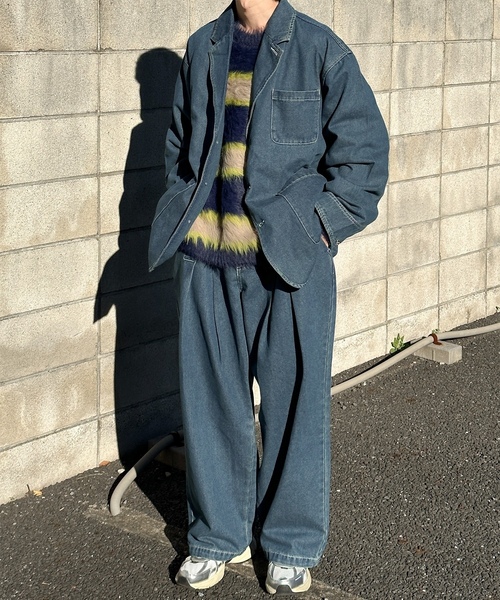 「Perushu」 デニムジャケット MEDIUM インディゴブルー メンズ_画像6