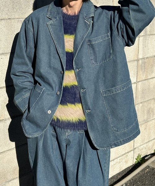 「Perushu」 デニムジャケット MEDIUM インディゴブルー メンズ_画像8