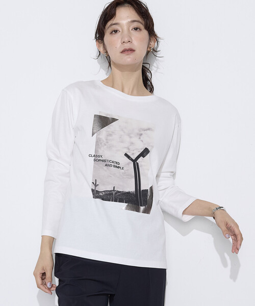 「COMME CA」 長袖カットソー 9号 ホワイト レディース_画像3