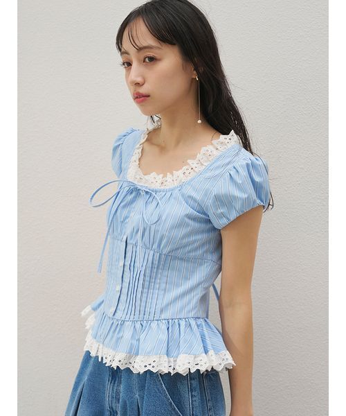 【新品・タグつき】 SNIDEL スナイデル コルセットペプラムブラウス SNIDEL（スナイデル） ブラウス シャツ 半袖 コルセットペプラム