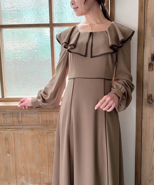 「junoah」 長袖ワンピース X-LARGE チャコール レディース_画像7