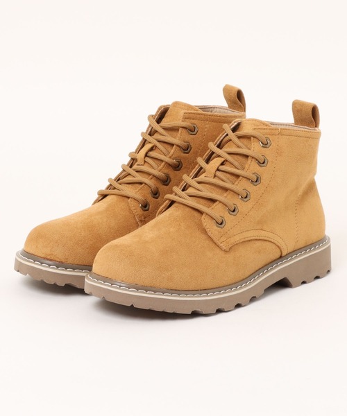 Timberland ベージュ スエード ワークブーツ ブーツ フェイクスエード レースアップ ワークブーツ / トラックソール