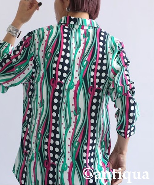 「antiqua」 長袖シャツ ONESIZE グリーン レディース_画像6