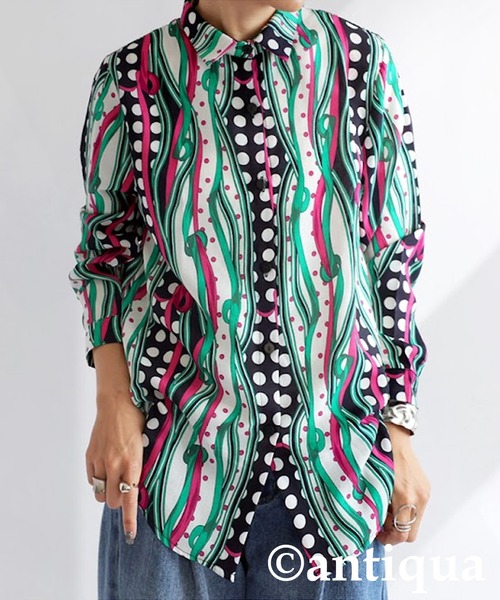 「antiqua」 長袖シャツ ONESIZE グリーン レディース_画像7