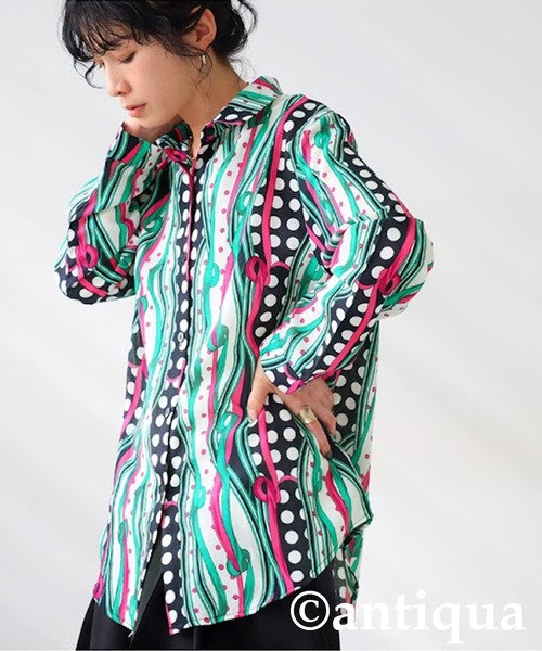 「antiqua」 長袖シャツ ONESIZE グリーン レディース_画像8