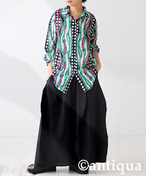 「antiqua」 長袖シャツ ONESIZE グリーン レディース_画像9