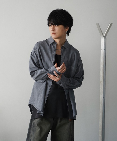 「WYM LIDNM」 長袖シャツ M チャコール メンズ_画像2