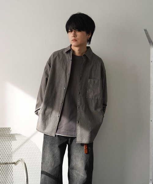 「WYM LIDNM」 長袖シャツ M チャコール メンズ_画像3