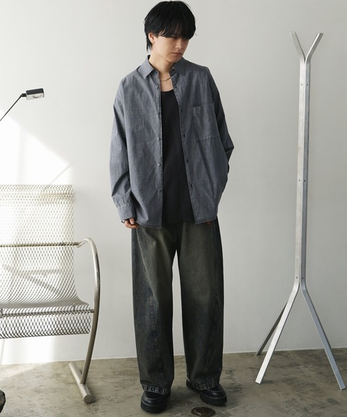 「WYM LIDNM」 長袖シャツ M チャコール メンズ_画像6
