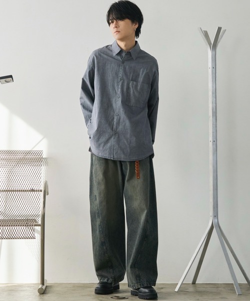 「WYM LIDNM」 長袖シャツ M チャコール メンズ_画像8