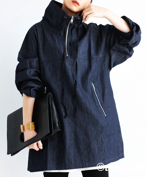 antiqua（アンティカ） デニムジャケット gジャン ハーフジップデニム