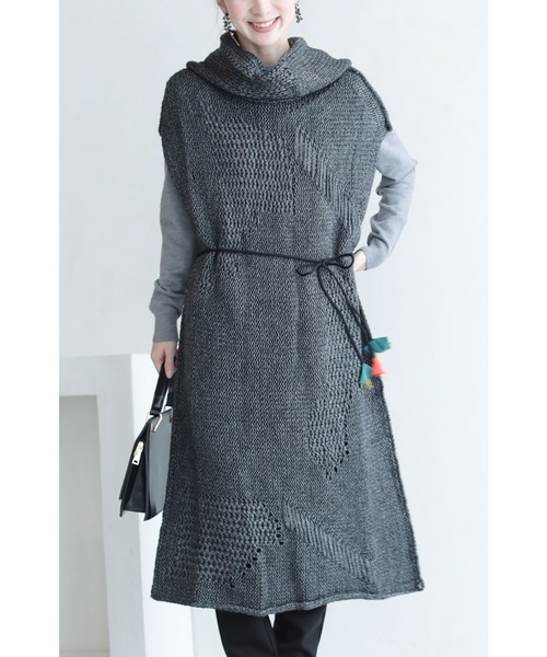 ワンピース 揺れる花紐ベルトのニットベストロングワンピース Zozotown Paypayモール店 通販 Paypayモール