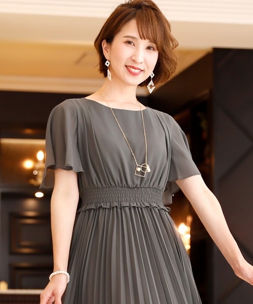 ドレス シャーリングワンピースドレス大きいサイズ袖あり ミモレ丈結婚式フォーマル Zozotown Paypayモール店 通販 Paypayモール