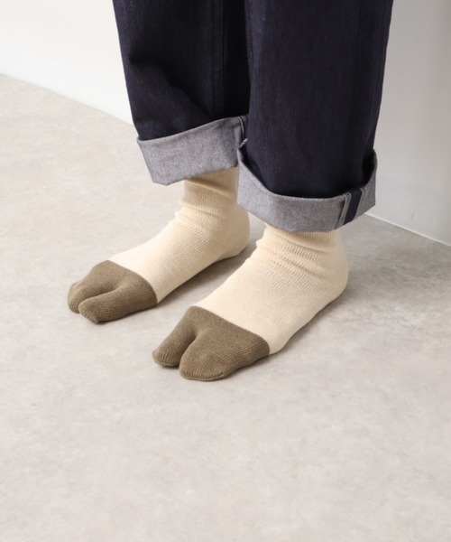 WHITE MAILS 靴下 PAPER COLOR BLOCK TABI SOCKS / 和紙混足袋