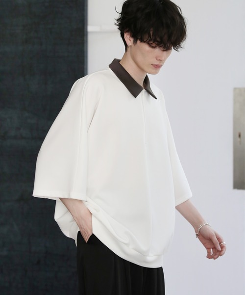 Sono 襟付き トップス 半袖 セール】襟付きVネック半袖トップス ポロニット（Tシャツ