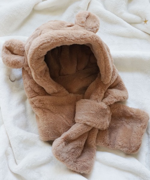 Port（ポート） マフラー ふわふわ くま 耳付き フード ファー