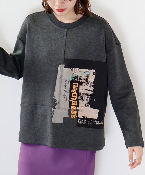 tシャツ BRODIAEA レーヨン素材プリントプルオーバー レディース