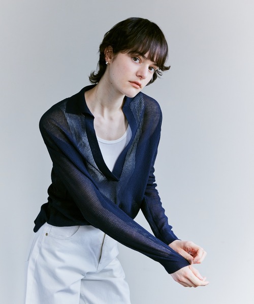 allureville ニット セーター シアーカノコスキッパーネックプル