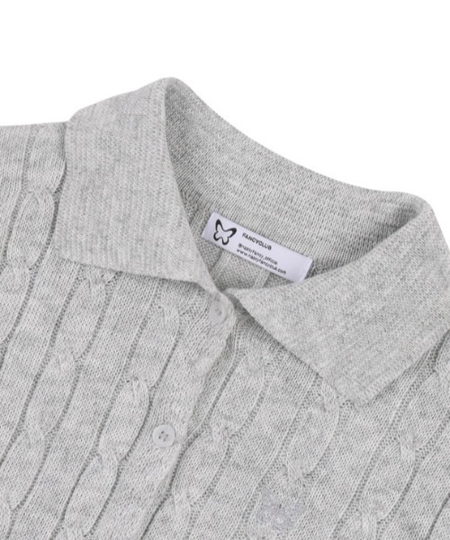 カーディガン A'GEM/9 × .kom 「 FANCY CLUB/ファンシークラブ」 CABLE KNIT CROP CARDIGAN/ケーブルニ FANCY CLUB カーディガン A'GEM/9 × .kom 「 CLUB/ファンシー