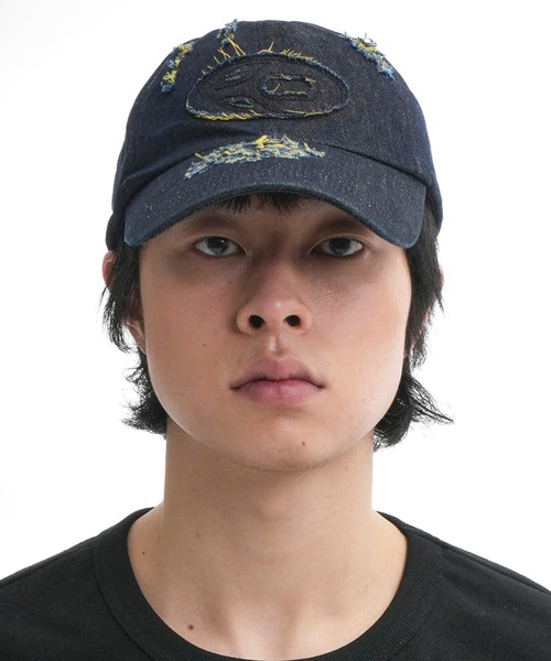 【SLOWACID】★人気★ディストレストウォッシングデニムキャップ Headwear - SLOWACID