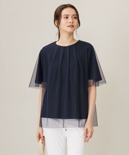 tシャツ 「洗える」シアーチュールプルオーバー カットソー レディース 自由区 tシャツ 「洗える」シアーチュールプルオーバー