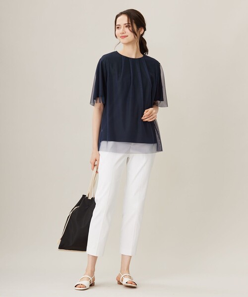 tシャツ 「洗える」シアーチュールプルオーバー カットソー レディース 自由区 tシャツ 「洗える」シアーチュールプルオーバー
