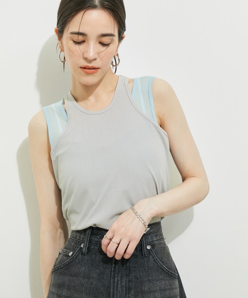 新品未使用品⭐︎ COZyプリントショートタンクトップ、ヘアバンド LE CERCLE par rope' タンクトップ ノースリーブ レイヤード