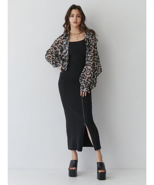 <専用> GYDA バックオープンジップスリットリブニットロングワンピース バックオープンジップスリットリブニットロングワンピース[品番